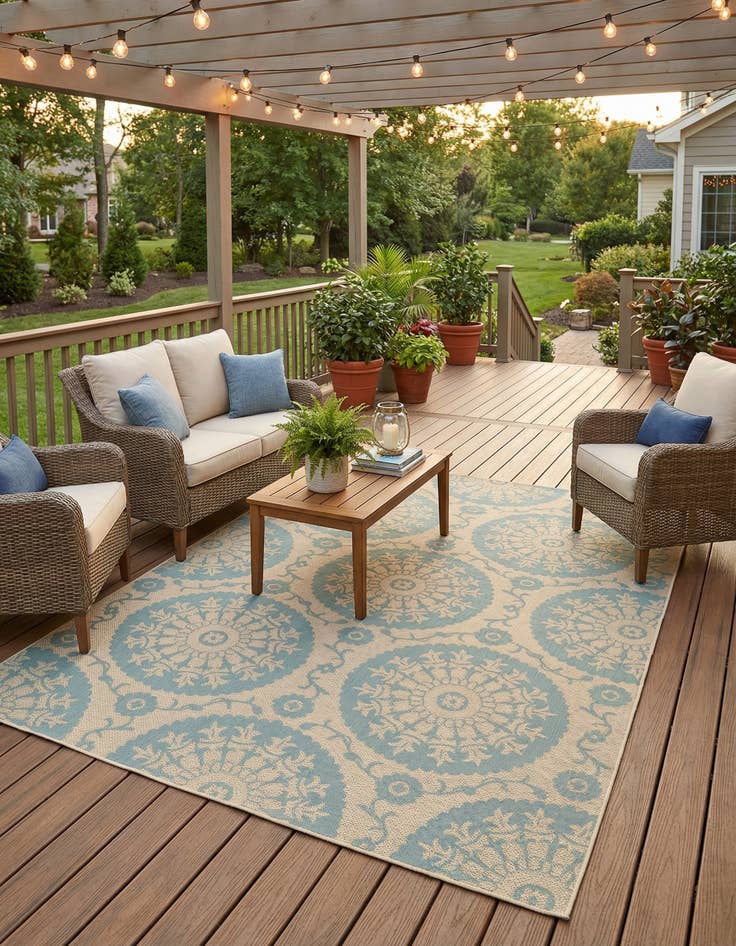 Detail image of 8' x 11' 4 Easy-Clean Botanical Indoor / Outdoor Rug