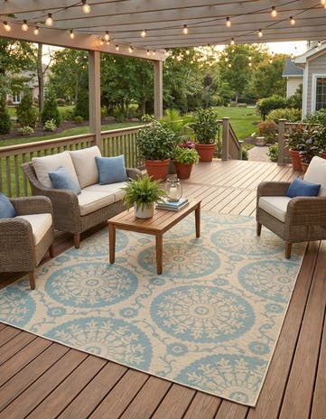 8' x 11' 4 Easy-Clean Botanical Indoor / Outdoor Rug