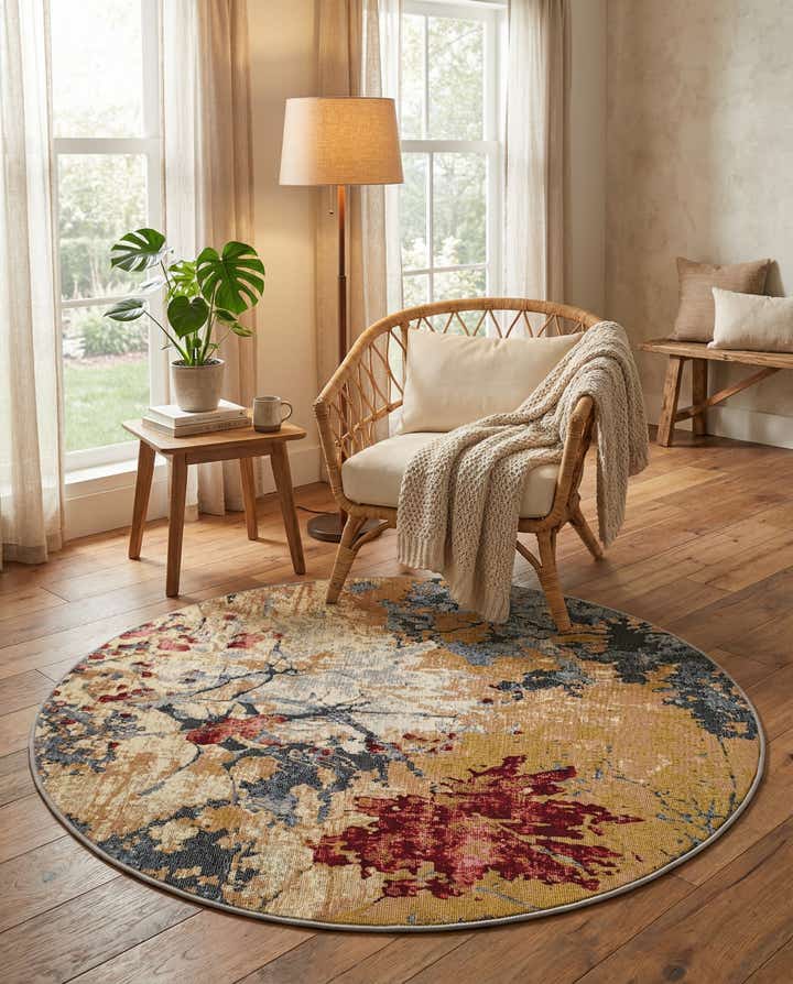 4' x 4' Easy-Clean Modern Indoor / Outdoor Round Rug