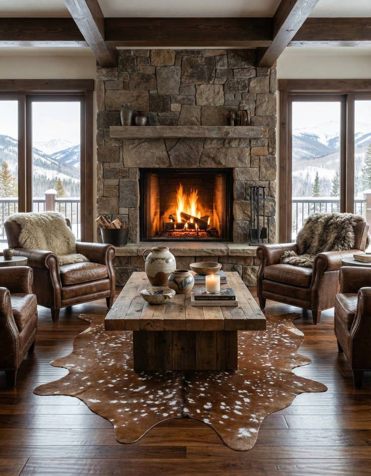 Detail image of 6' 4 x 6' 9 Cowhide Leather Freeform Rug