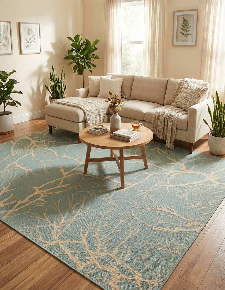 Detail image of 8' x 11' 4  Washable Botanical Indoor / Outdoor Rug