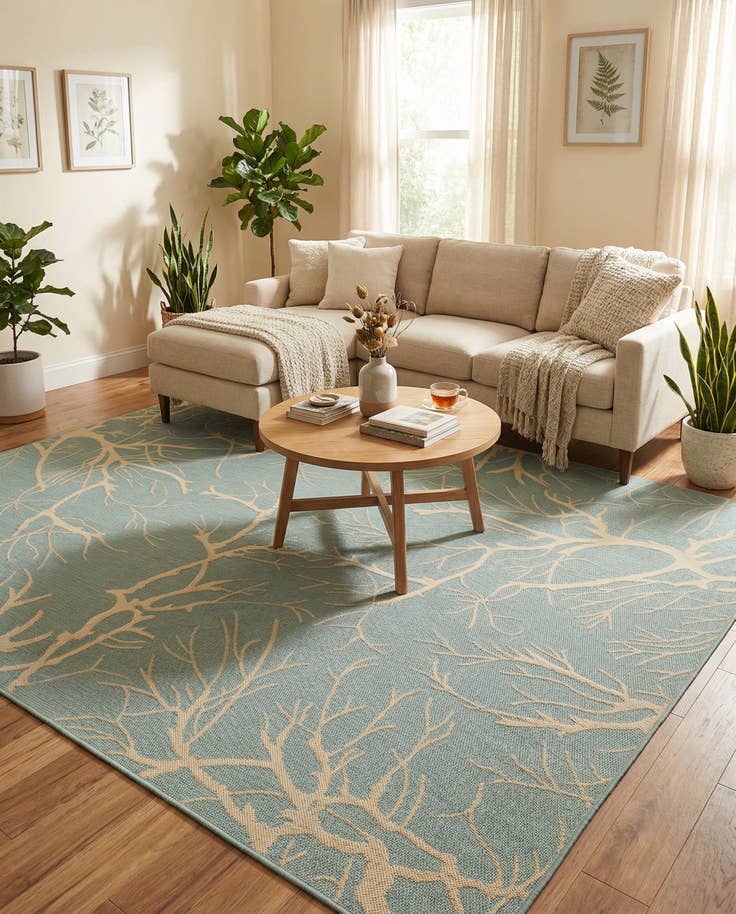 Detail image of 8' x 11' 4 Easy-Clean Botanical Indoor / Outdoor Rug