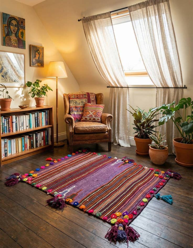 Detail image of 3' 1 x 3' 8  Hand Woven Kilim Fars Wool Square Rug