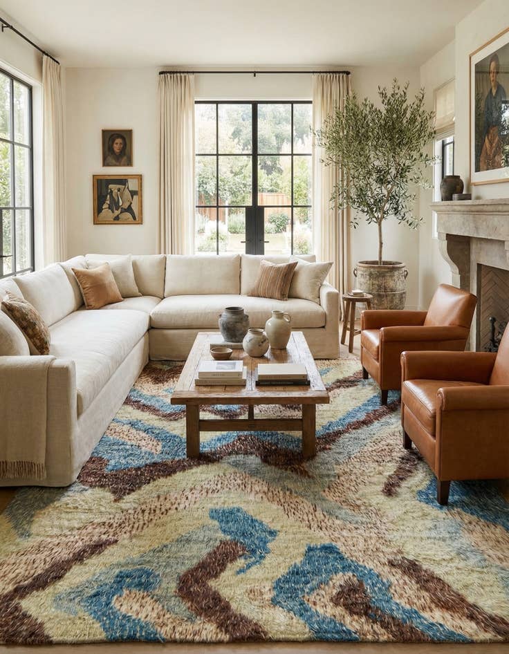 Detail image of  6' 7 x 8' 10  Hand Knotted Darya Wool Rug