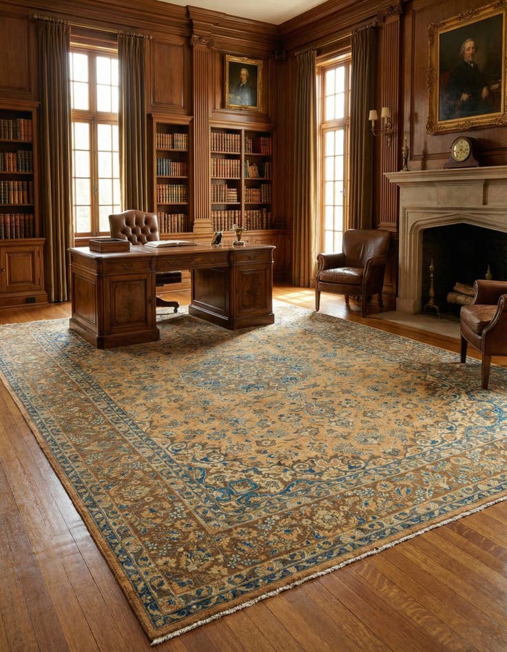 Detail image of  9' 7 x 12' 9  Hand Knotted Isfahan Persian Wool Rug