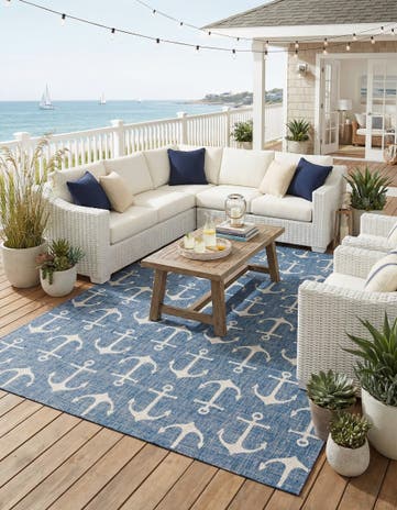 10' x 13' Easy-Clean Coastal Indoor / Outdoor Rug