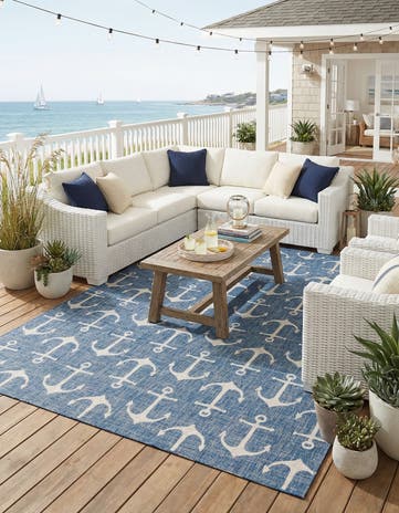 10' x 13' Easy-Clean Coastal Indoor / Outdoor Rug