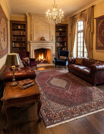 6' 9 x 9' 6 Hand Knotted Bidjar Persian Wool Rug