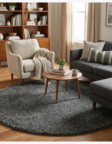 Pebble Gray Soft Solid Shag Round Rug