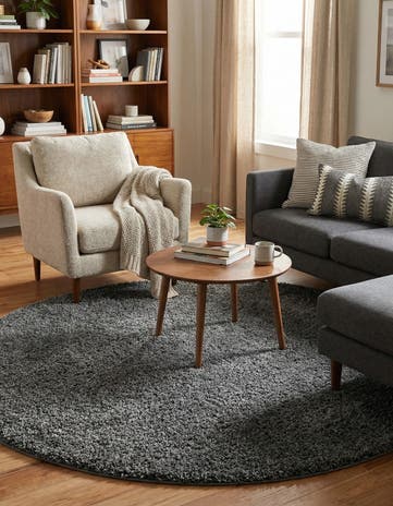 Pebble Gray Soft Solid Shag Round Rug