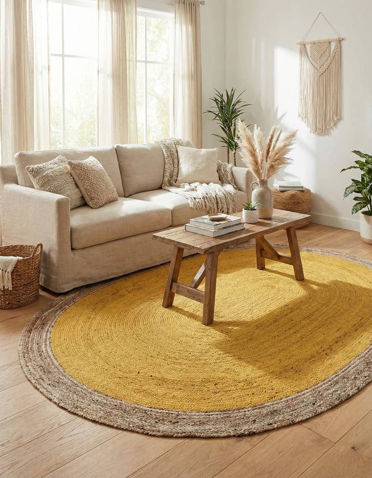 Detail image of  8' x 10'  Hand Braided Jute Oval Rug