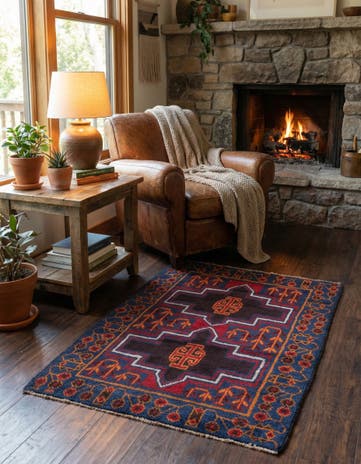 3' x 4' 3 Hand Knotted Balouch Persian Wool Rug
