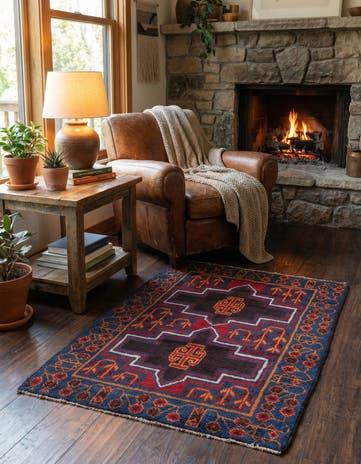 3' x 4' 3 Hand Knotted Balouch Persian Wool Rug
