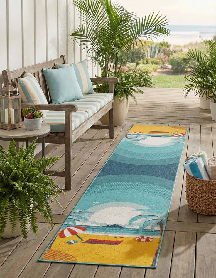 Detail image of 2' 7 x 12'  Washable Coastal Indoor / Outdoor Runner Rug