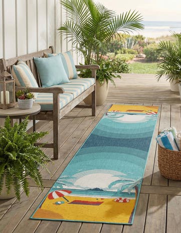 2' 7 x 12' Easy-Clean Coastal Indoor / Outdoor Runner Rug
