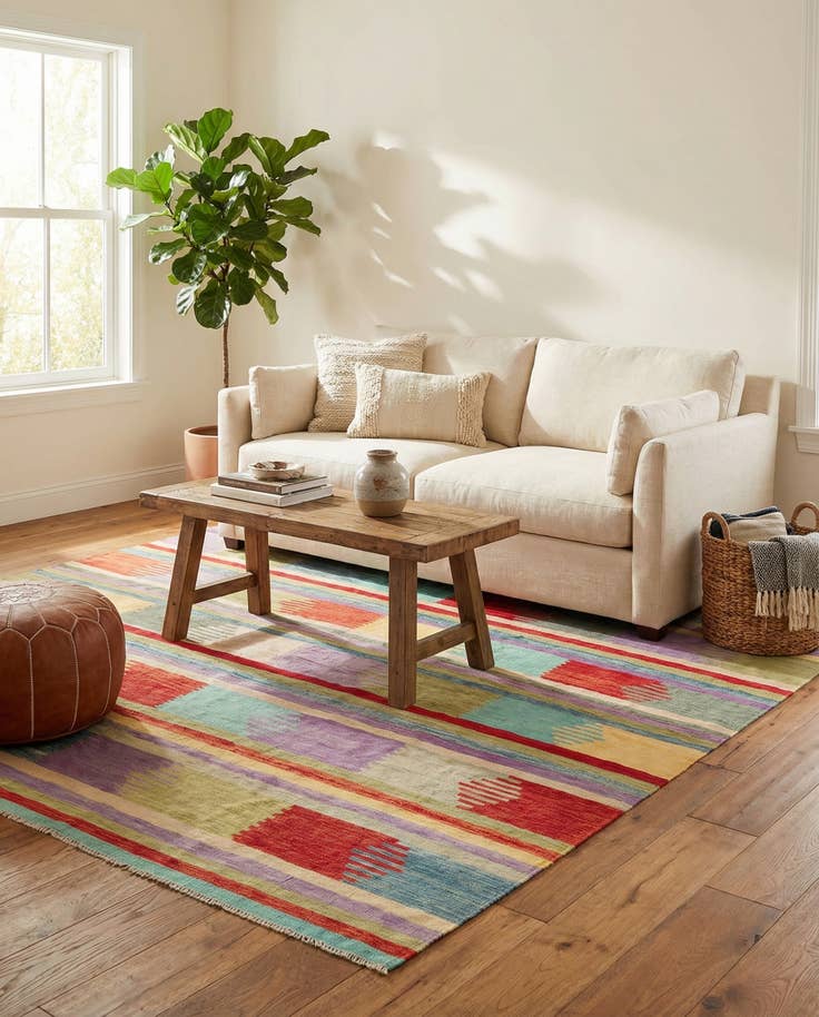 Detail image of 6' 8 x 10' Hand Woven Kilim Modern Wool Rug