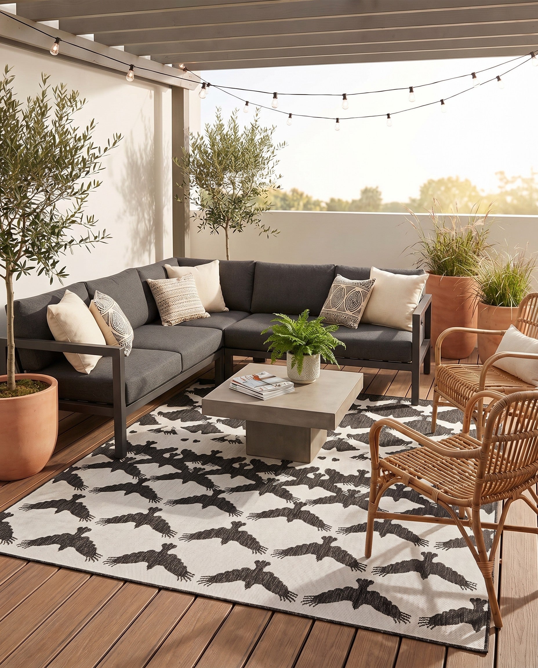 7' 10 x 7' 10 Easy-Clean Modern Indoor / Outdoor Square Rug