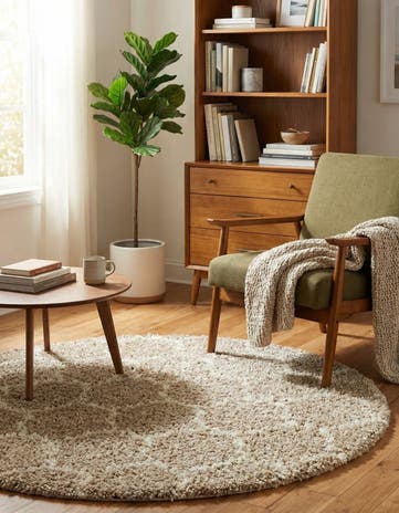 7' 10 x 7' 10 Lattice Shag Round Rug