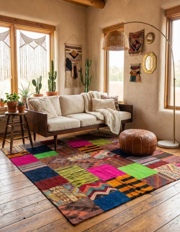 5' 6 x 7' 7 Hand Woven Kilim Patchwork Wool Rug