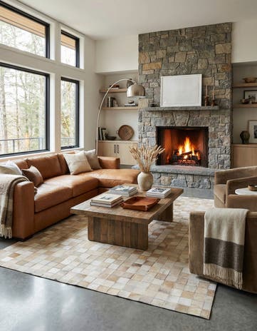 5' x 8' Cowhide Leather Rug