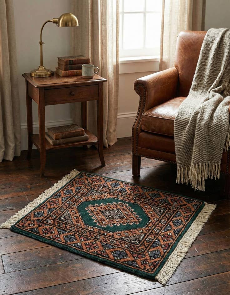 Detail image of 1' 1 x 1' 1  Hand Knotted Bokhara Oriental Wool Square Rug