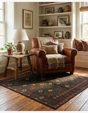4' 2 x 4' 4 Hand Knotted Sumak Wool Square Rug