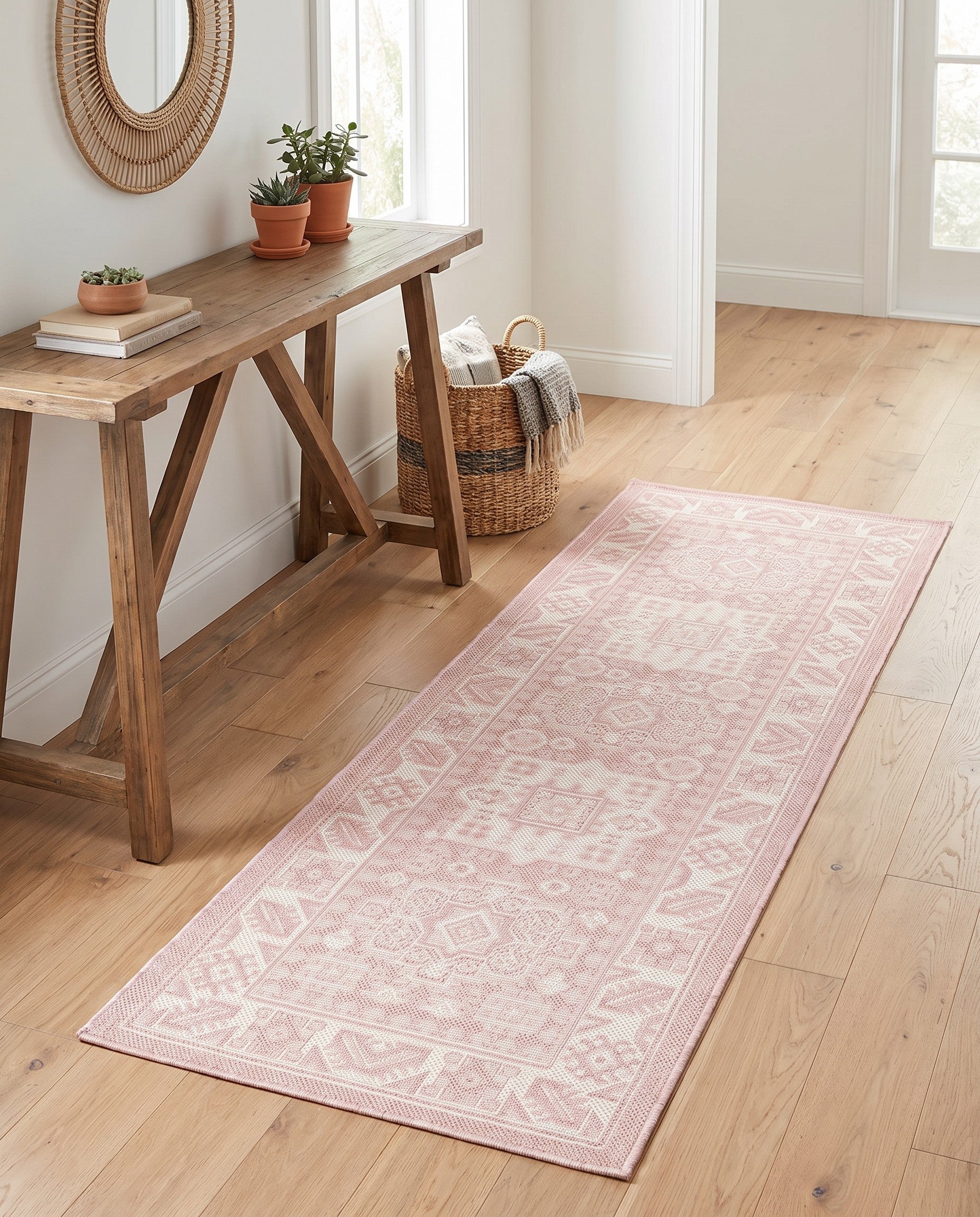 2' x 6' Easy-Clean Aztec Indoor / Outdoor Runner Rug