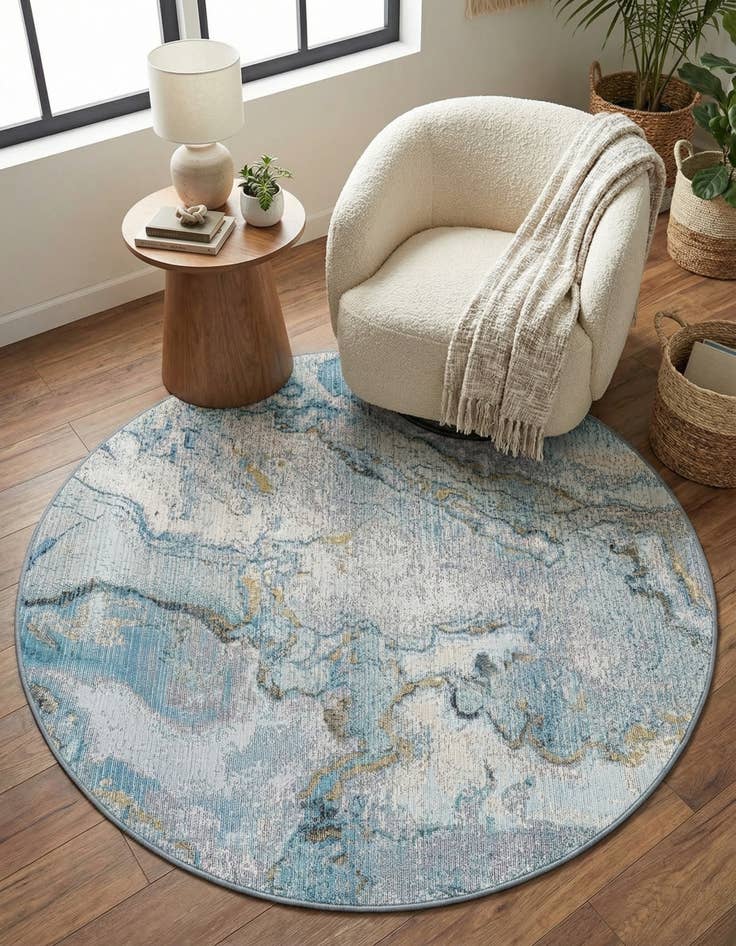 Detail image of  4' x 4'  Washable Modern Indoor / Outdoor Round Rug