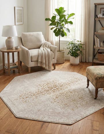 Ivory and Gold Deepa Octagon Rug