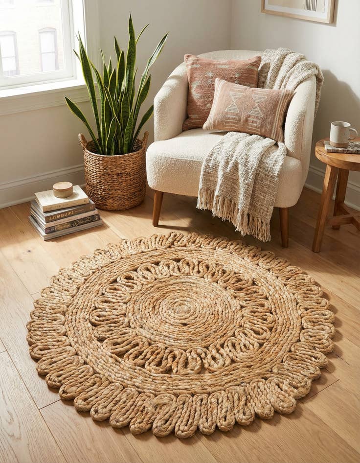 Detail image of  2' x 2'  Hand Braided Jute Round Rug