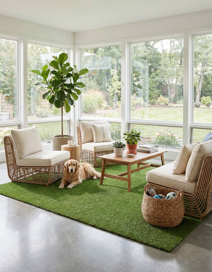 Detail image of 10' x 10'  Washable Grass Indoor / Outdoor Square Rug