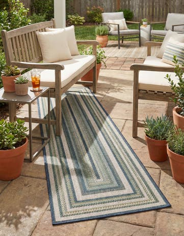 Blue Easy-Clean Baja Indoor / Outdoor Runner Rug