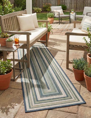 Blue Easy-Clean Baja Indoor / Outdoor Runner Rug