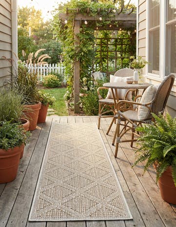 2' x 8' Easy-Clean Lattice Indoor / Outdoor Runner Rug