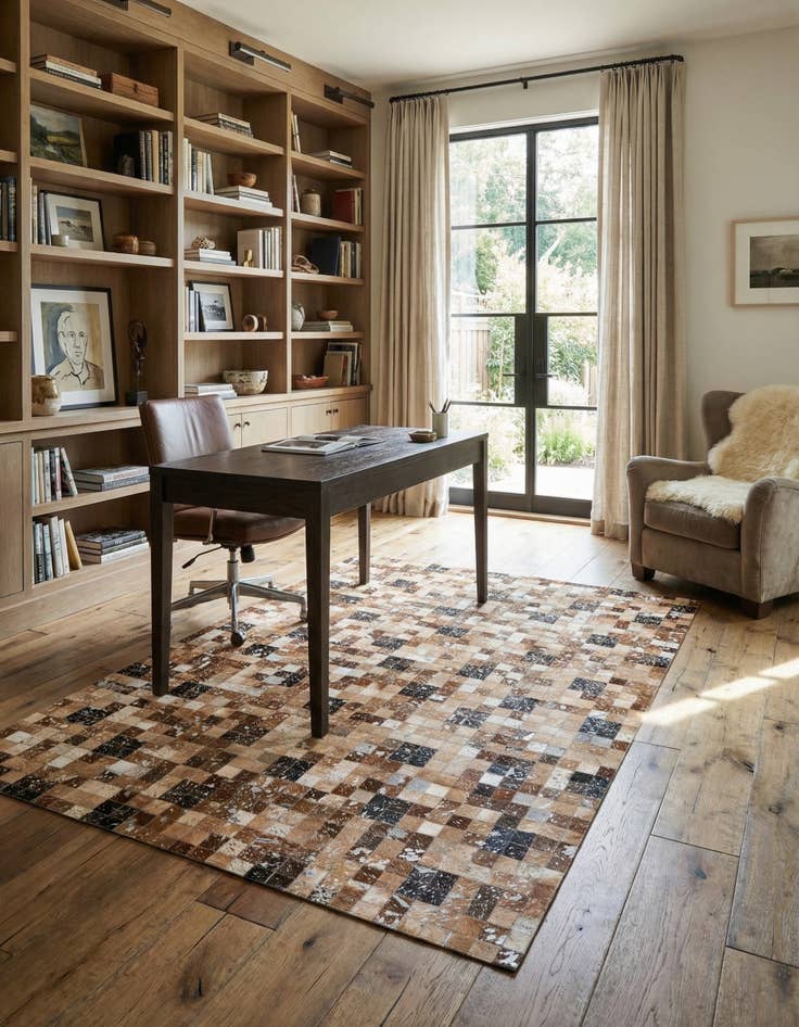 Detail image of 5' 2 x 7' 6 Cowhide Stocks Rug