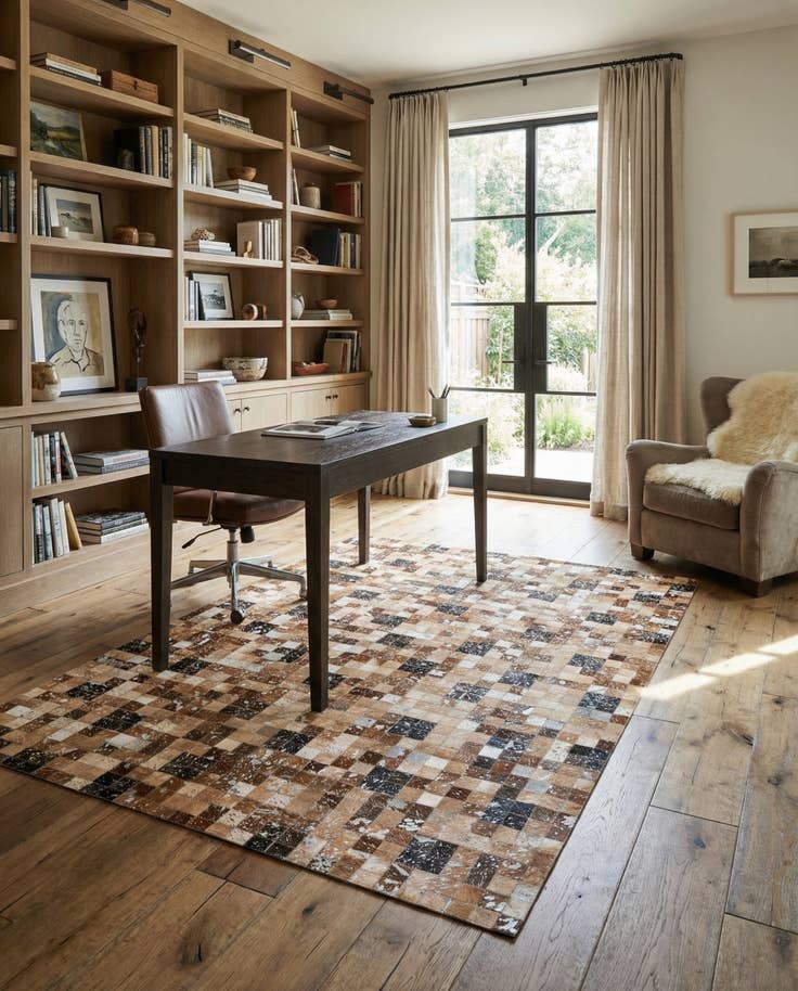 Detail image of 5' 2 x 7' 6 Cowhide Stocks Rug