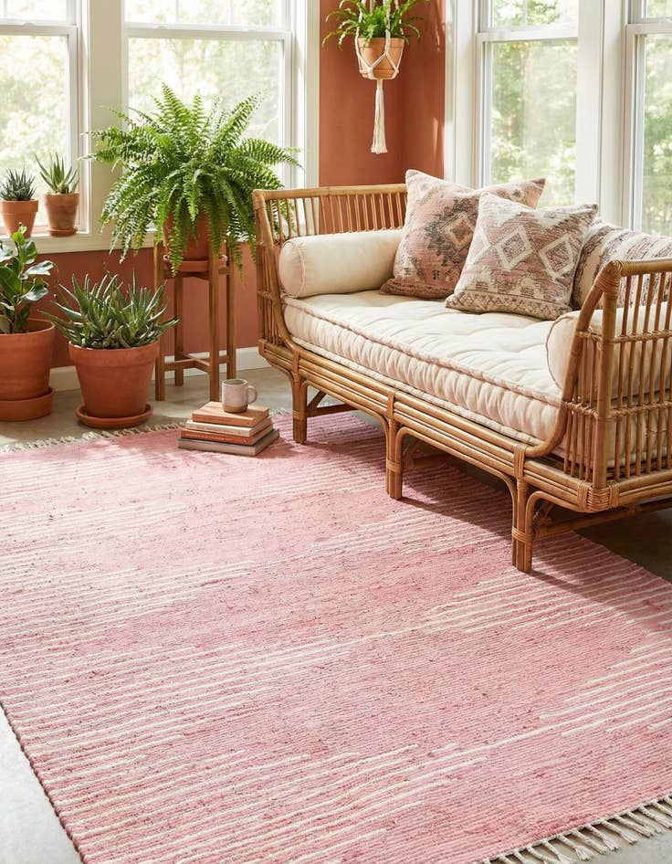 Detail image of  7' 1 x 10'  Hand Woven Chindi Cotton Rug