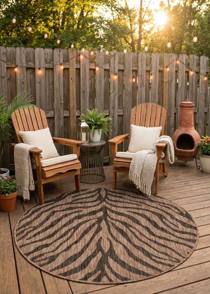 4' x 4' Easy-Clean Safari Indoor / Outdoor Round Rug