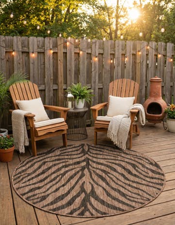Natural Easy-Clean Safari Indoor / Outdoor Round Rug