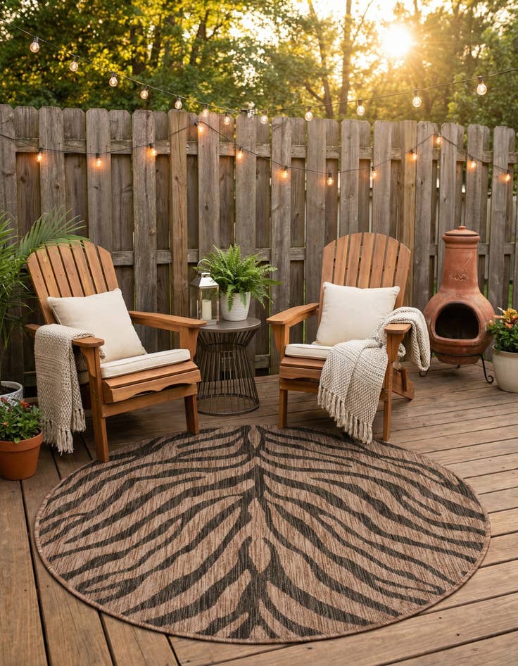 Detail image of 4' x 4' Easy-Clean Safari Indoor / Outdoor Round Rug