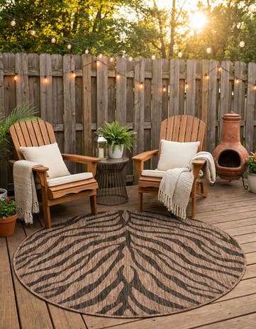 Natural Easy-Clean Safari Indoor / Outdoor Round Rug