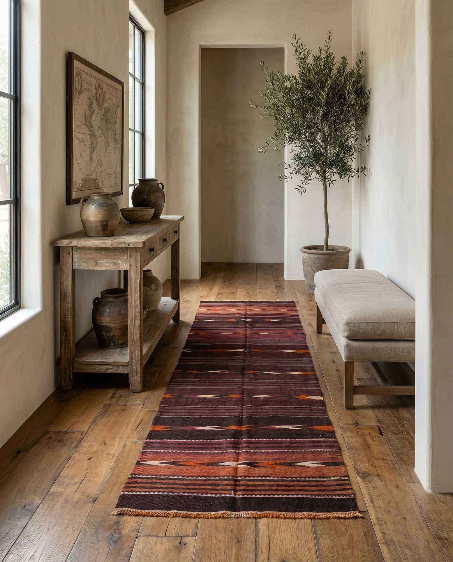 3' 4 x 10' 3 Hand Woven Kilim Afghan Wool Runner Rug