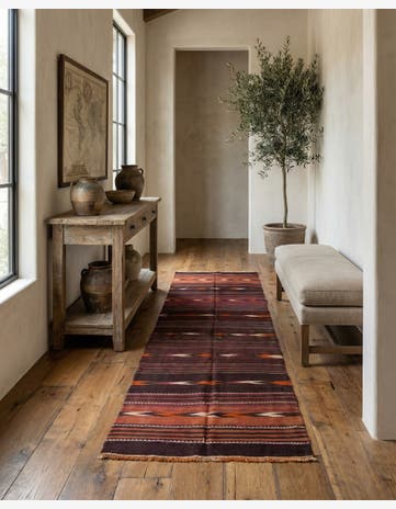 3' 4 x 10' 3 Hand Woven Kilim Afghan Wool Runner Rug