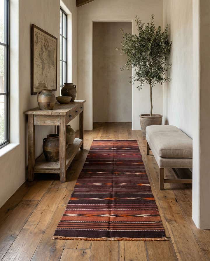 3' 4 x 10' 3 Hand Woven Kilim Afghan Wool Runner Rug