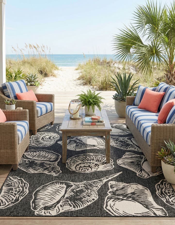 5' 3 x 8' Easy-Clean Coastal Indoor / Outdoo...
