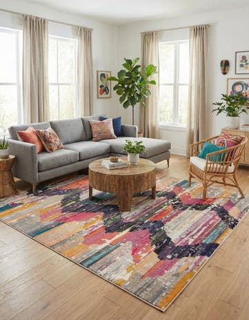 9' 10 x 9' 10 Washable Vivid Square Rug