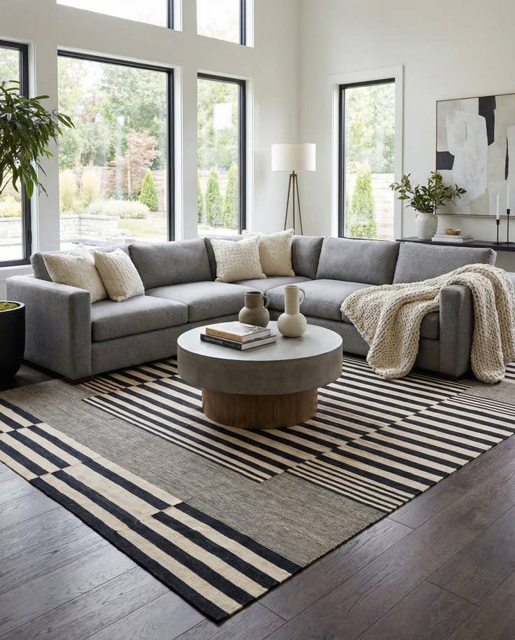 Detail image of 7' x 10' Hand Woven Kilim Modern Wool Rug