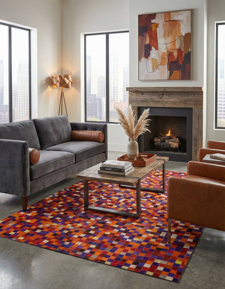 Detail image of 5' 2 x 8' 1 Cowhide - Patchwork Rug