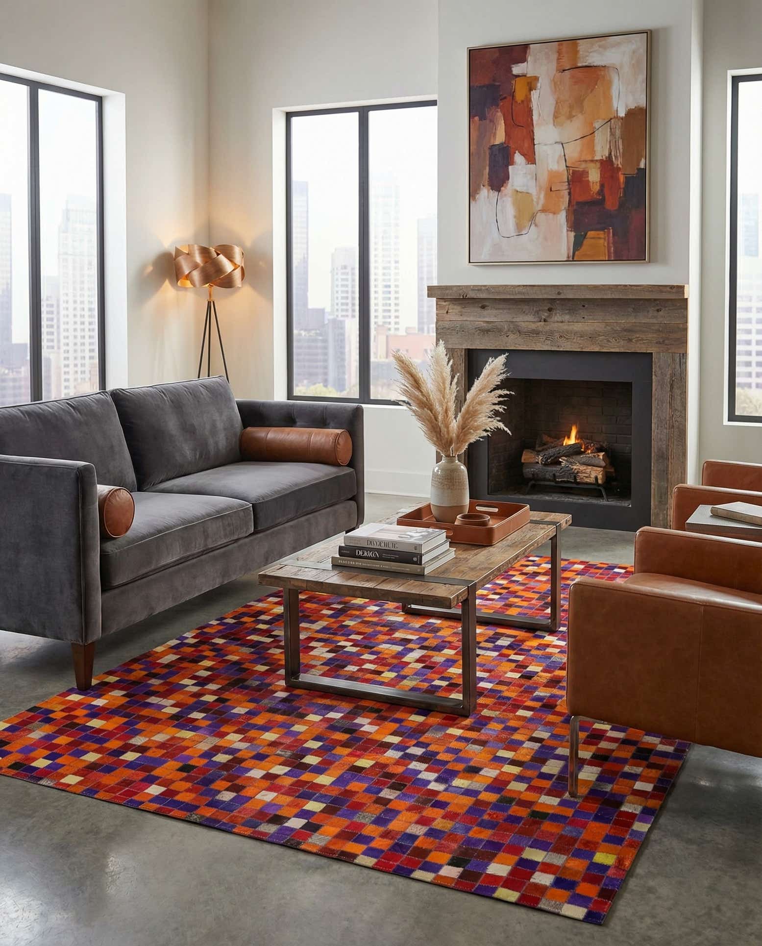 5' 2 x 8' 1 Cowhide - Patchwork Rug