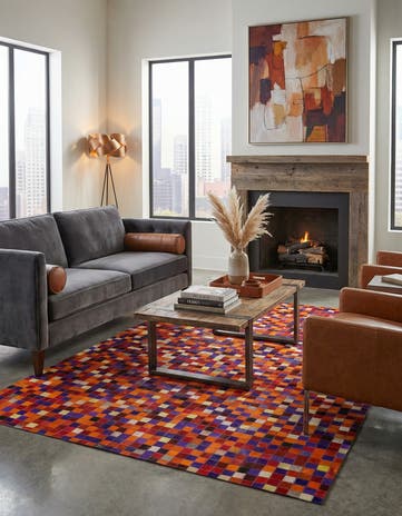 5' 2 x 8' 1 Cowhide - Patchwork Rug